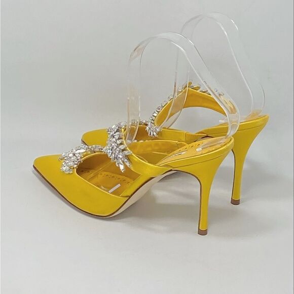 Manolo Blahnik Lurum 90MM Embellished Satin Mules size 40 - Picture 9 of 15